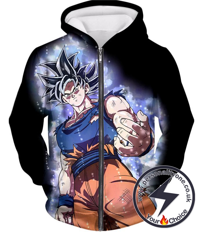 Dragon Ball Super Ultra Instinct Goku Super Cool Saiyan Warrior Black Anime Zip Up Hoodie